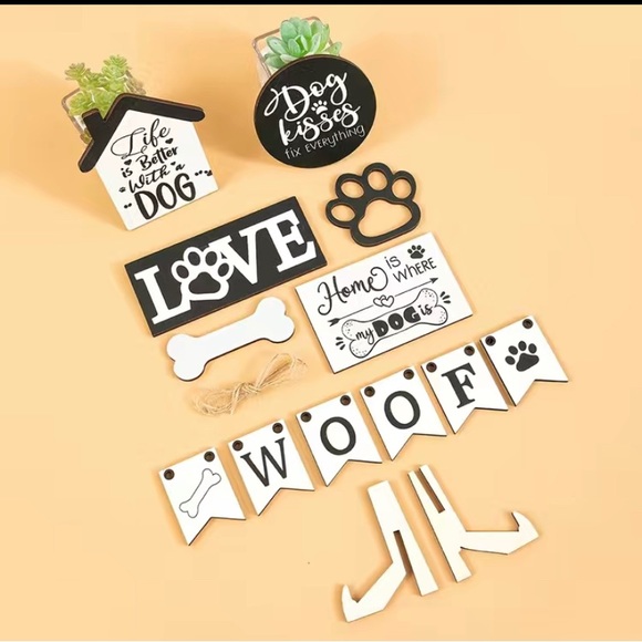 Rustic Farmhouse Dog Tiered Tray Decor Set - Picture 4 of 4